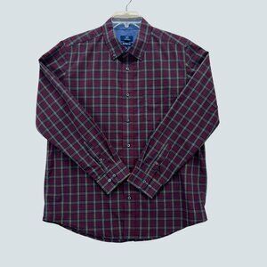 George Men's Classic Fit Long Sleeve Plaid Button up Shirt. L (42-44)